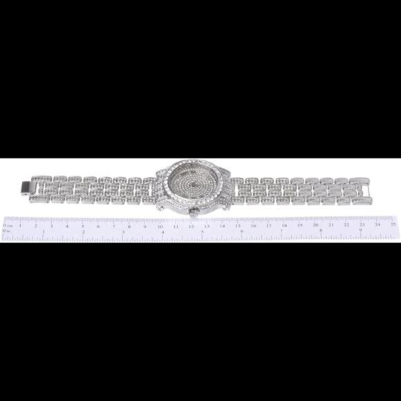 Men's 45mm Iced Diamond Roman Dial Watch - Quartz Movement - Picture 3 of 4